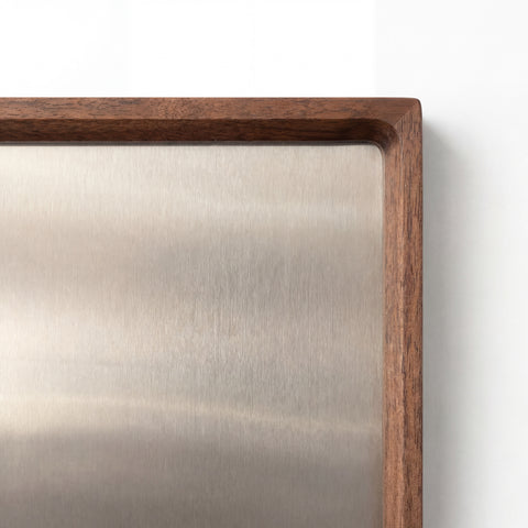 Walnut Wood Framed Stainless Steel Magnet Board