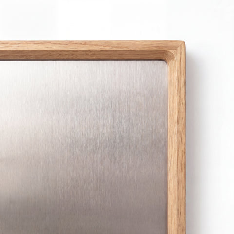 Oak Wood Framed Stainless Steel Magnet Board